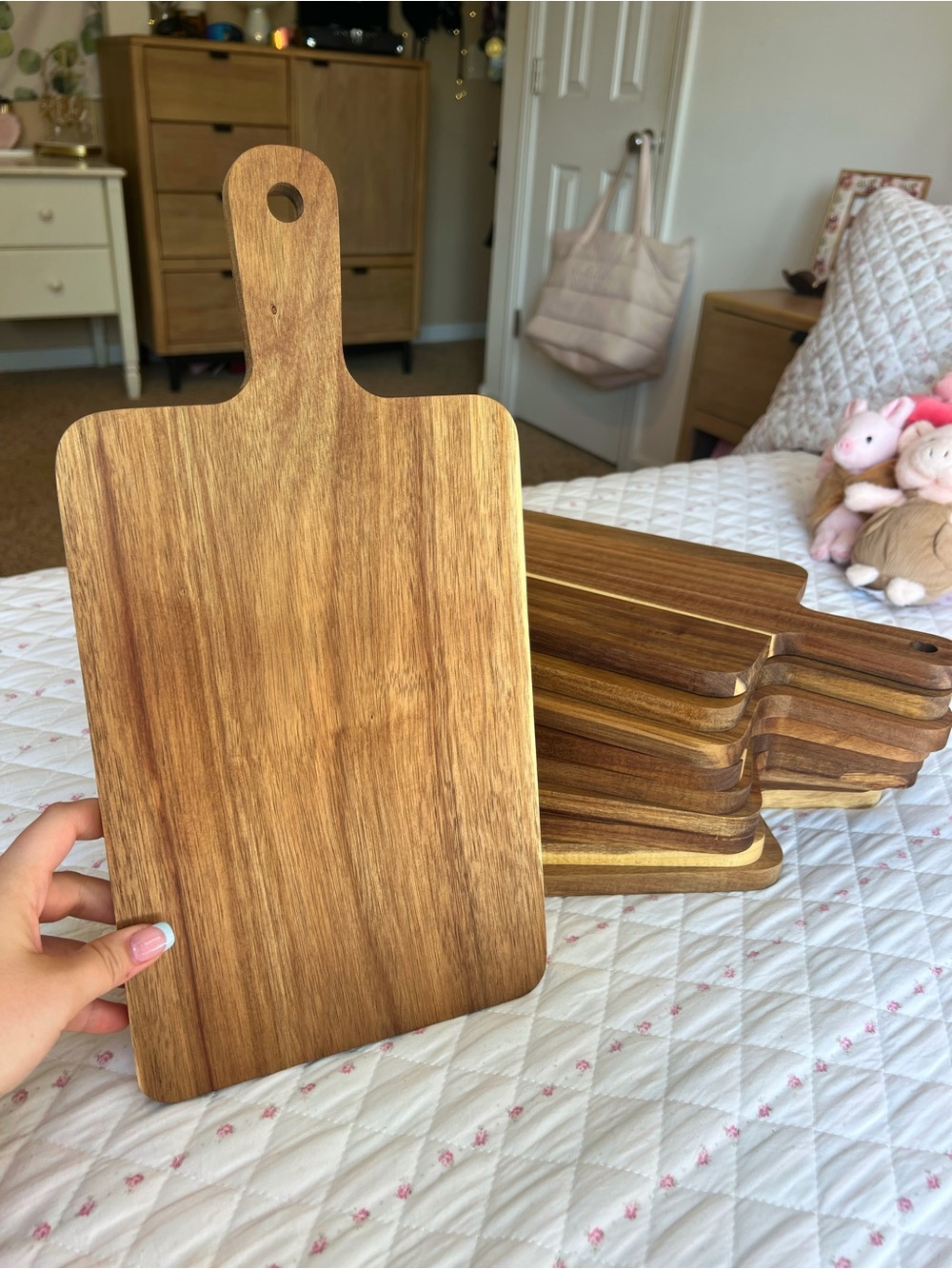 New 10pc Acacia Wood Cutting Boards with Handles Charcuterie Cheese Serving